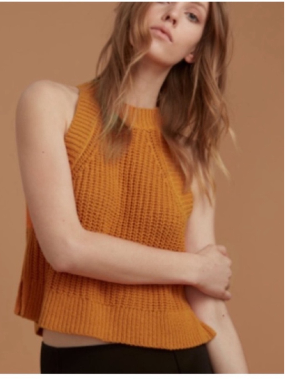 Aritzia Wilfred Le Fou Minette Halter Sweater Tank Top Size Small Orange